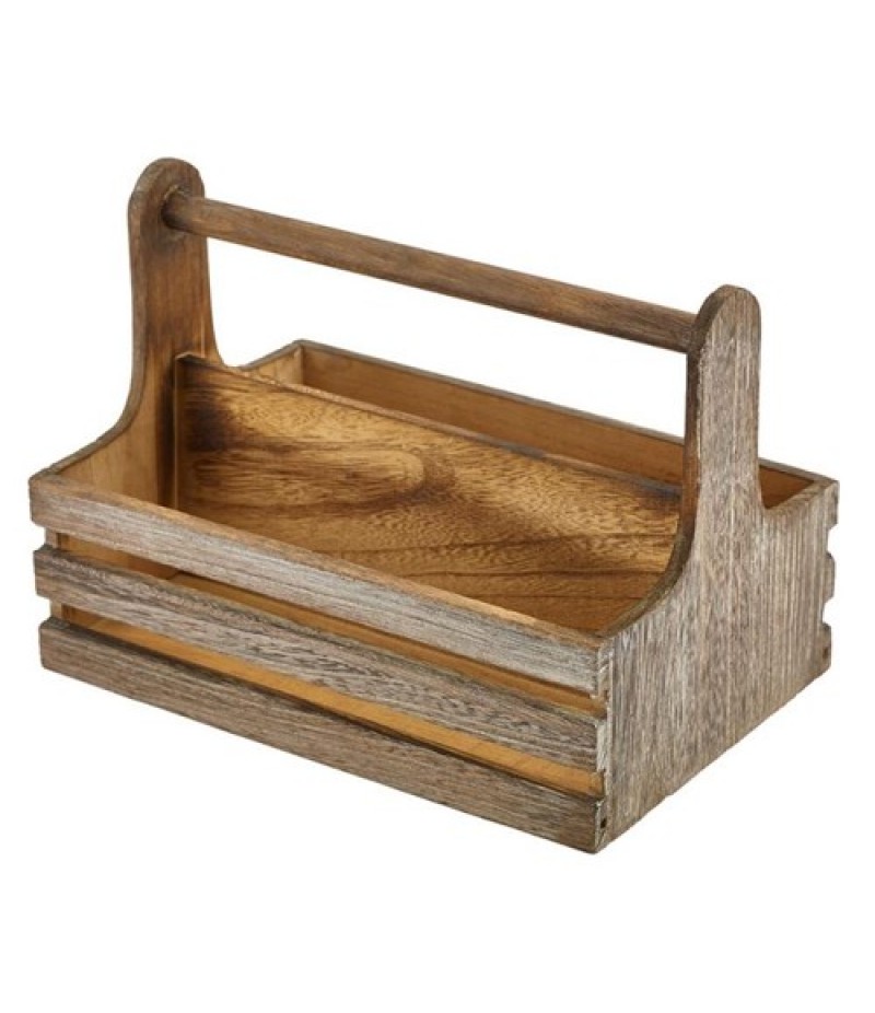 Houten Tafelcaddy Groot Handvat Bruin 24,5x16,5x18cm Acacia